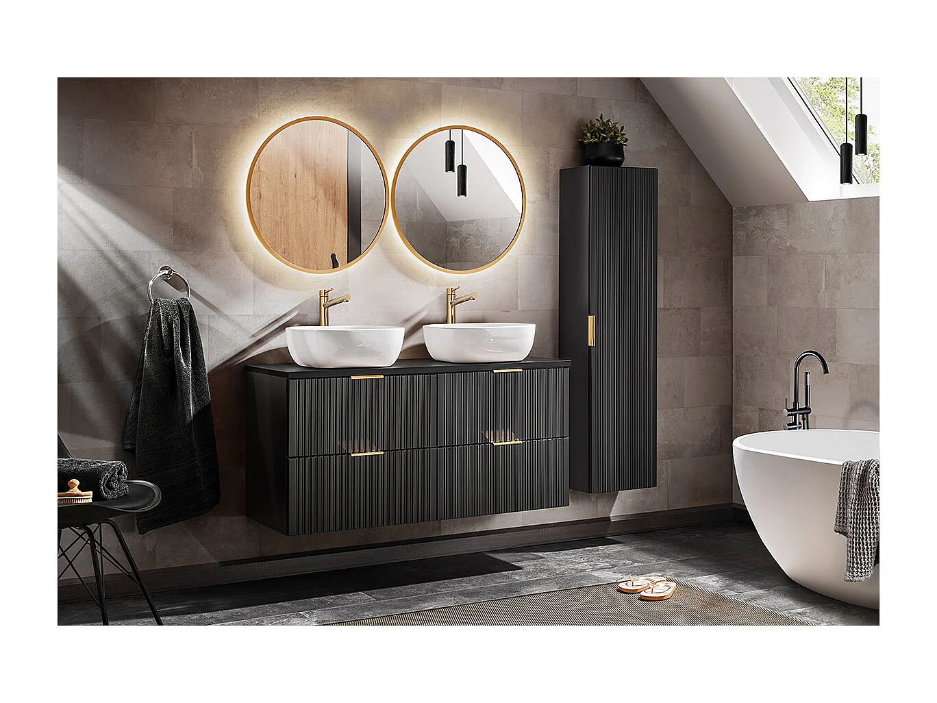 Meuble double vasque 120cm Adriel Noir