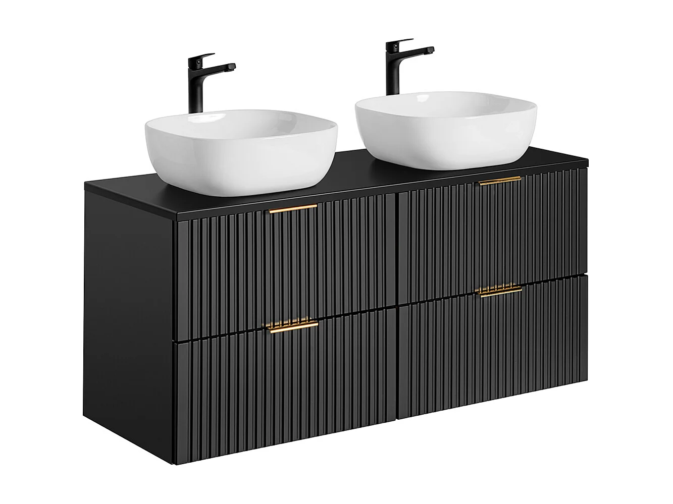 Dobbelt håndvask 120 cm Adriel Black