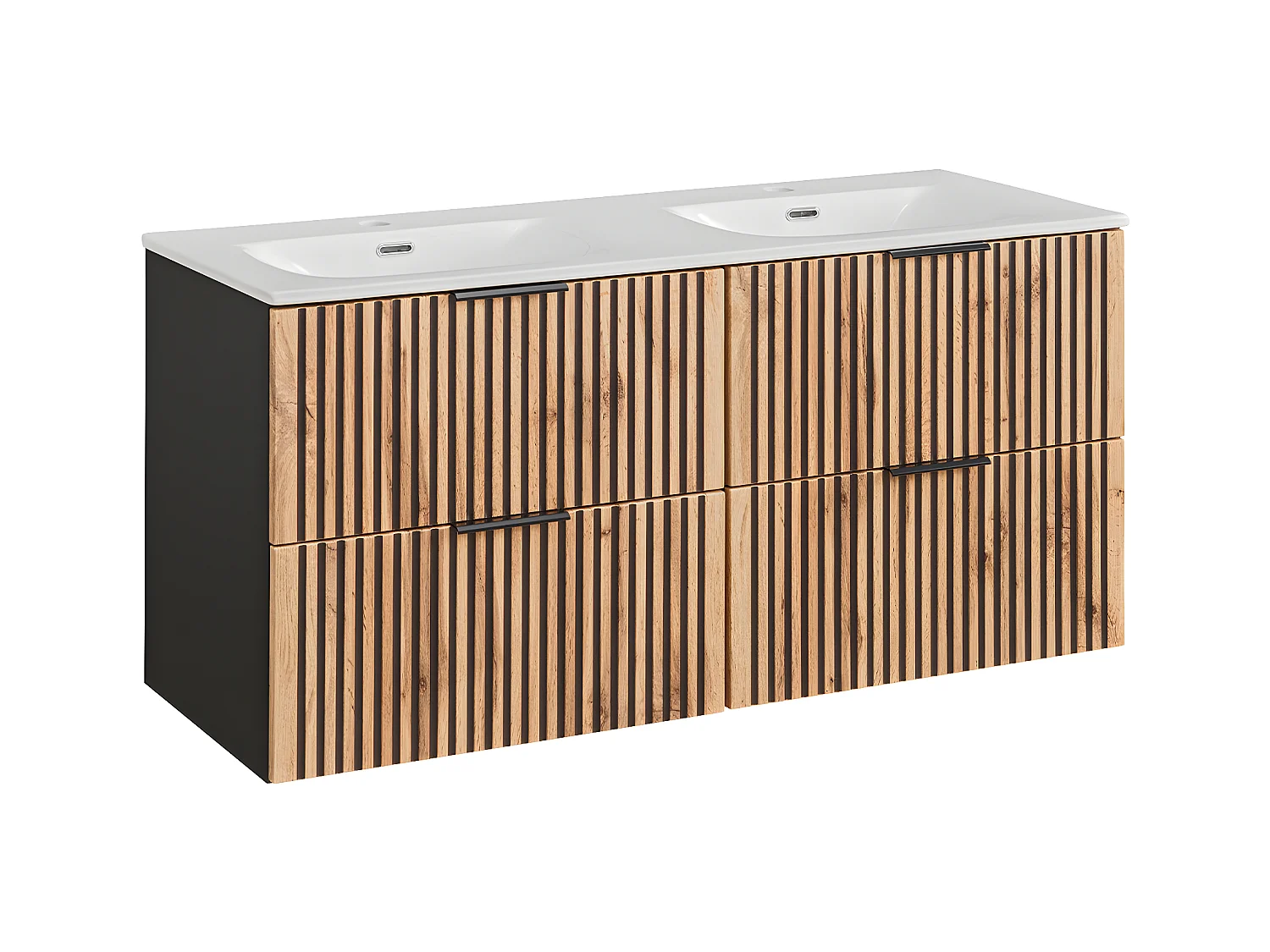 Meuble double vasque encastrée 120cm Gaia Bois et Noir