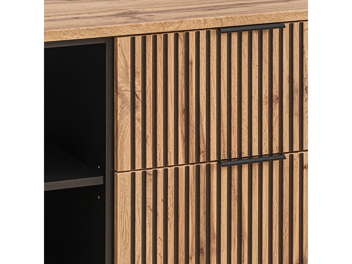 Mobile lavabo doppio 140cm 2 nicchie Gaia Wood e Black