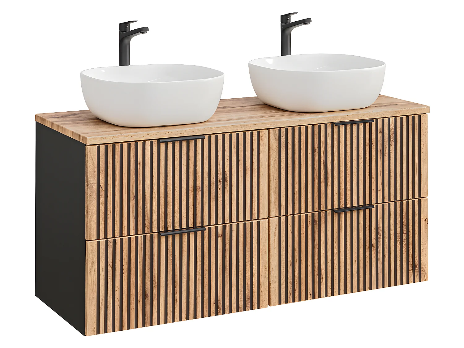 Meuble double vasque 120cm Gaia Bois et Noir