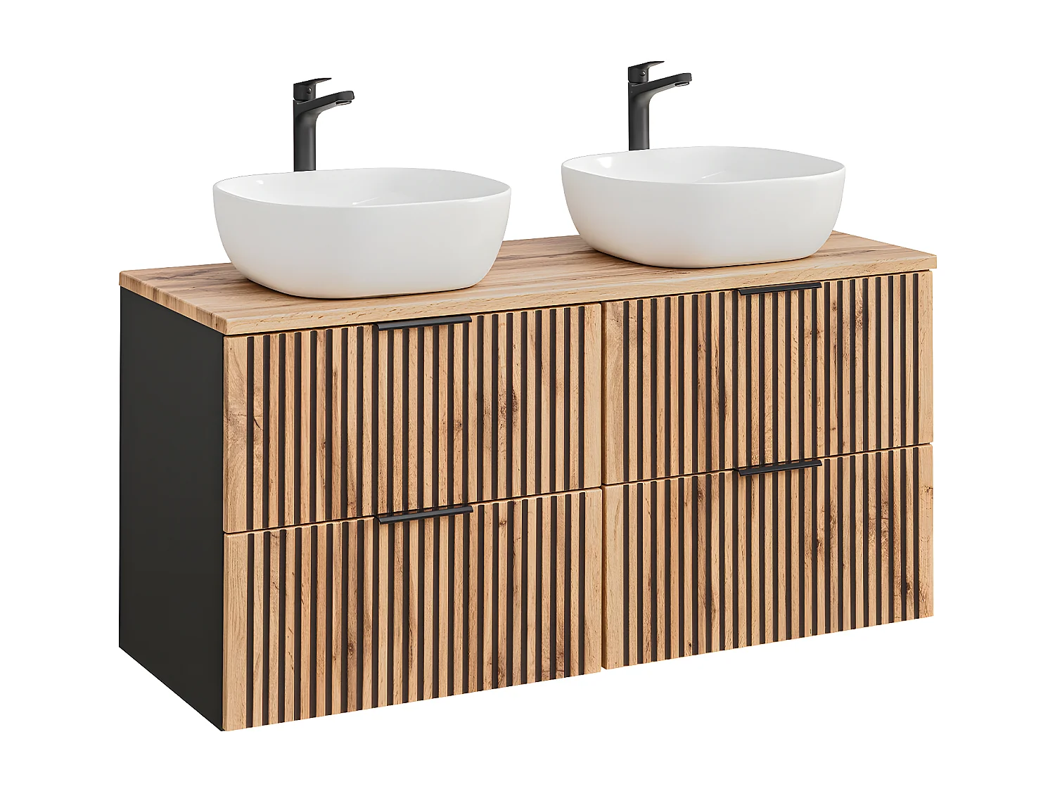 Meuble double vasque 120cm Gaia Bois et Noir