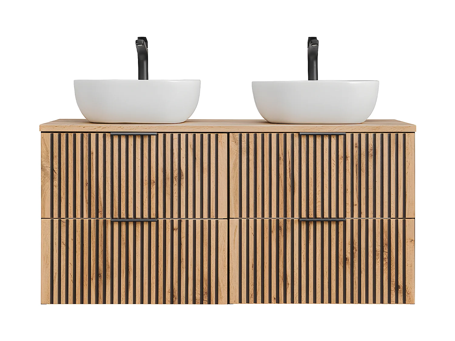 Mueble doble lavabo 120cm Gaia Madera y Negro