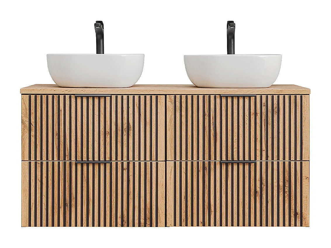 Meuble double vasque 120cm Gaia Bois et Noir