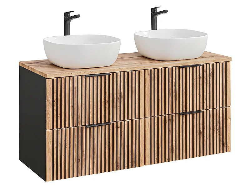 Mueble doble lavabo 120cm Gaia Madera y Negro