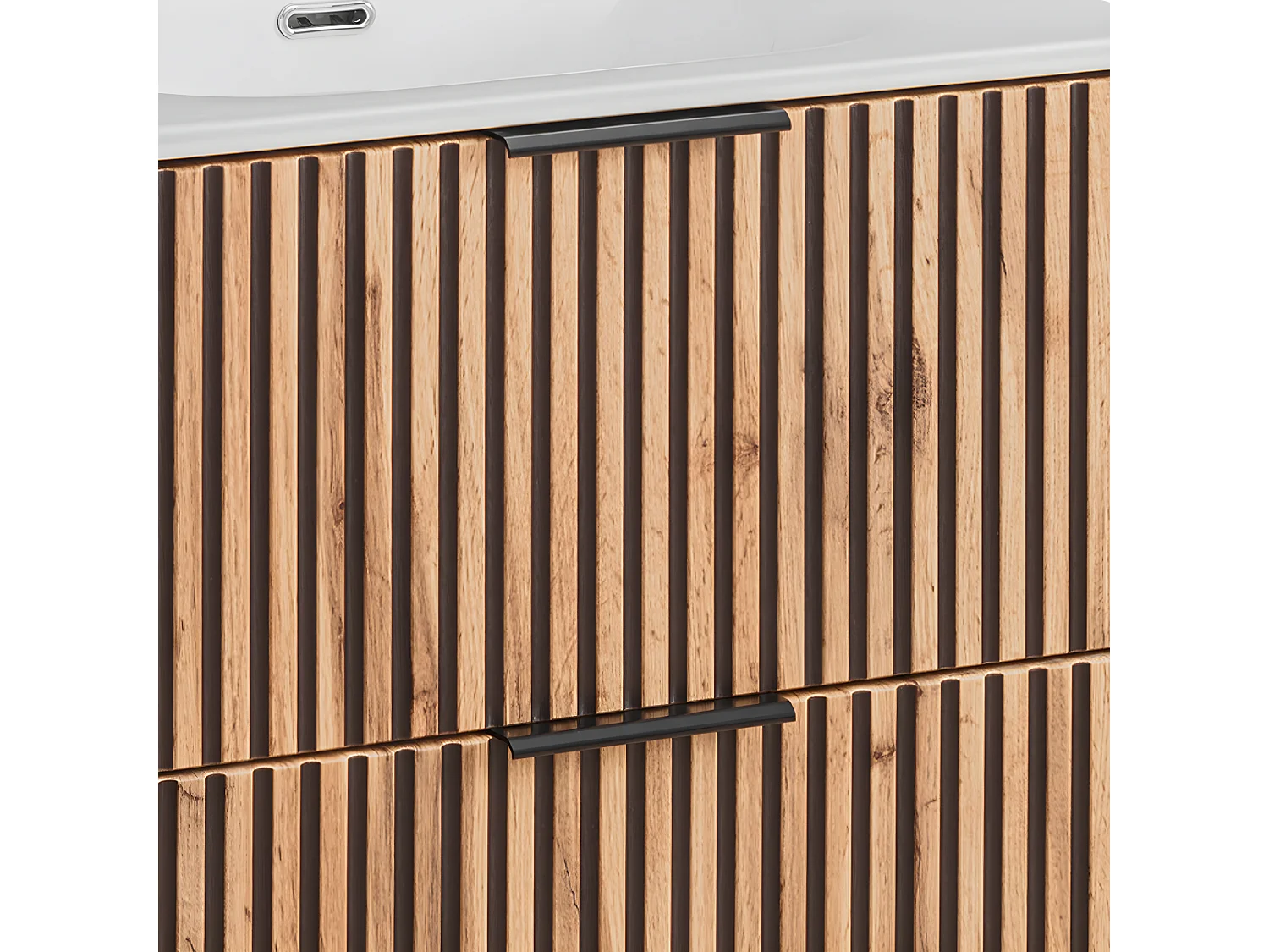 Meuble simple vasque encastrée 60cm Gaia Bois et Noir