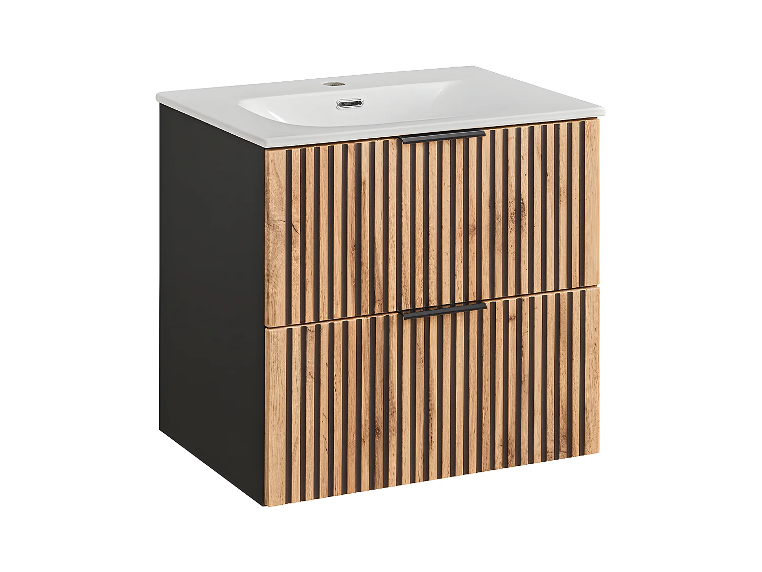 Mobile bagno con lavabo Gaia marrone e nero 60cm