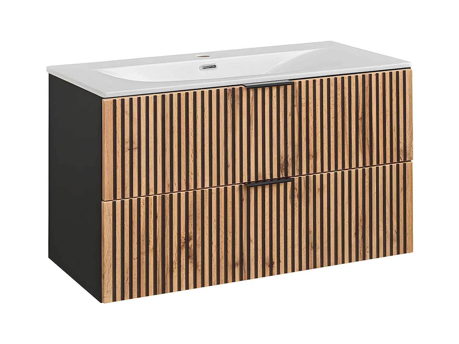 Gaia enkele wastafel 100cm Hout en Zwart