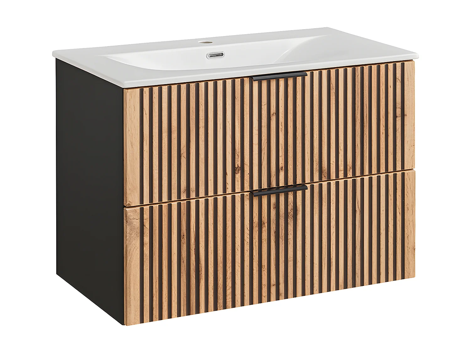 Mueble lavabo individual encastrado 80cm Gaia Madera y Negro