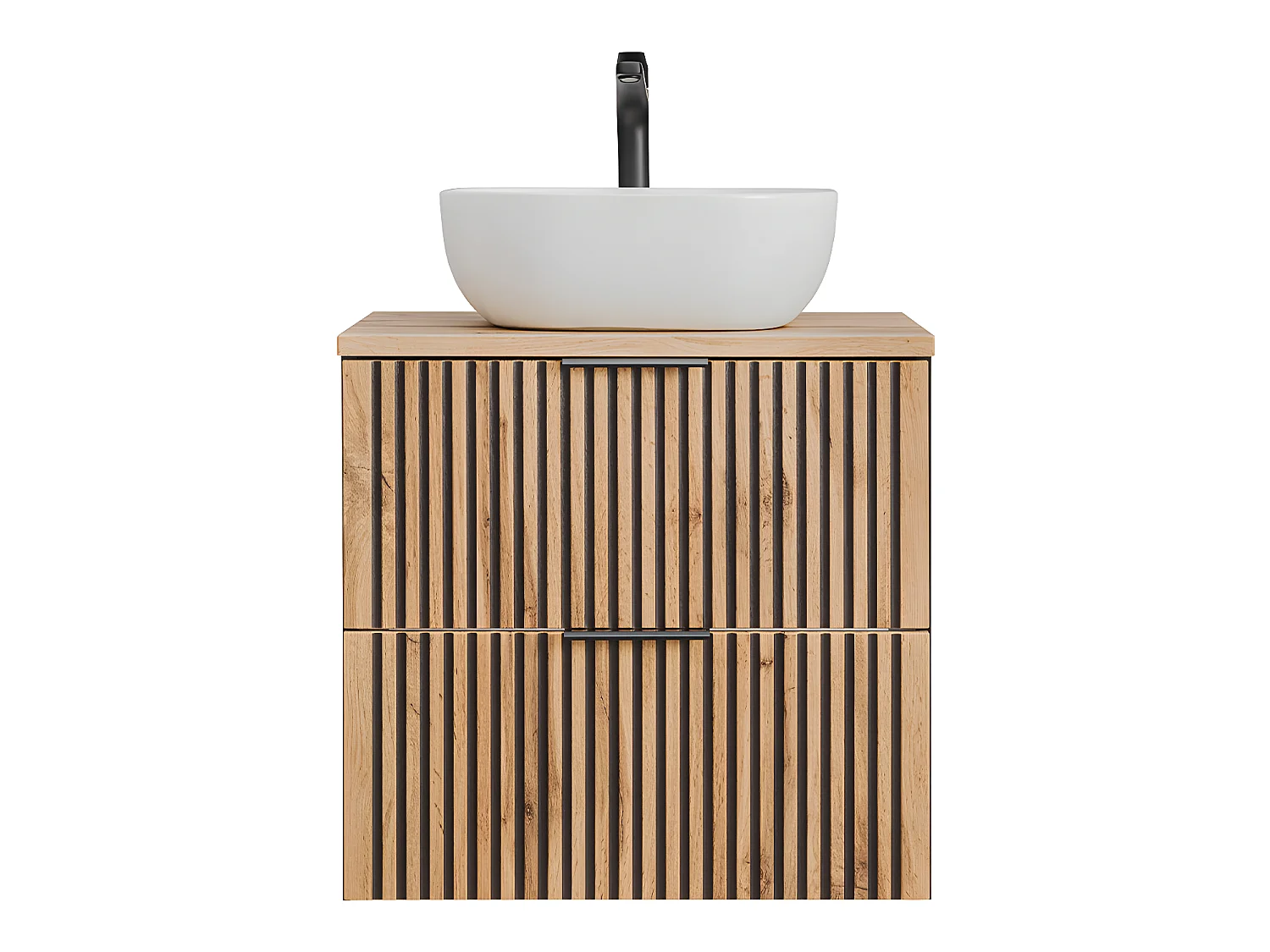 Meuble simple vasque 60cm Gaia Bois et Noir