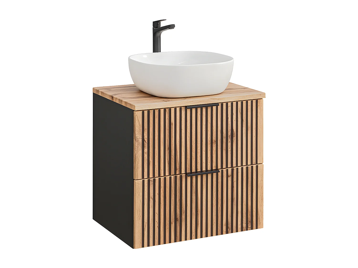 Gaia Wood en Zwart solitaire wastafel 60cm