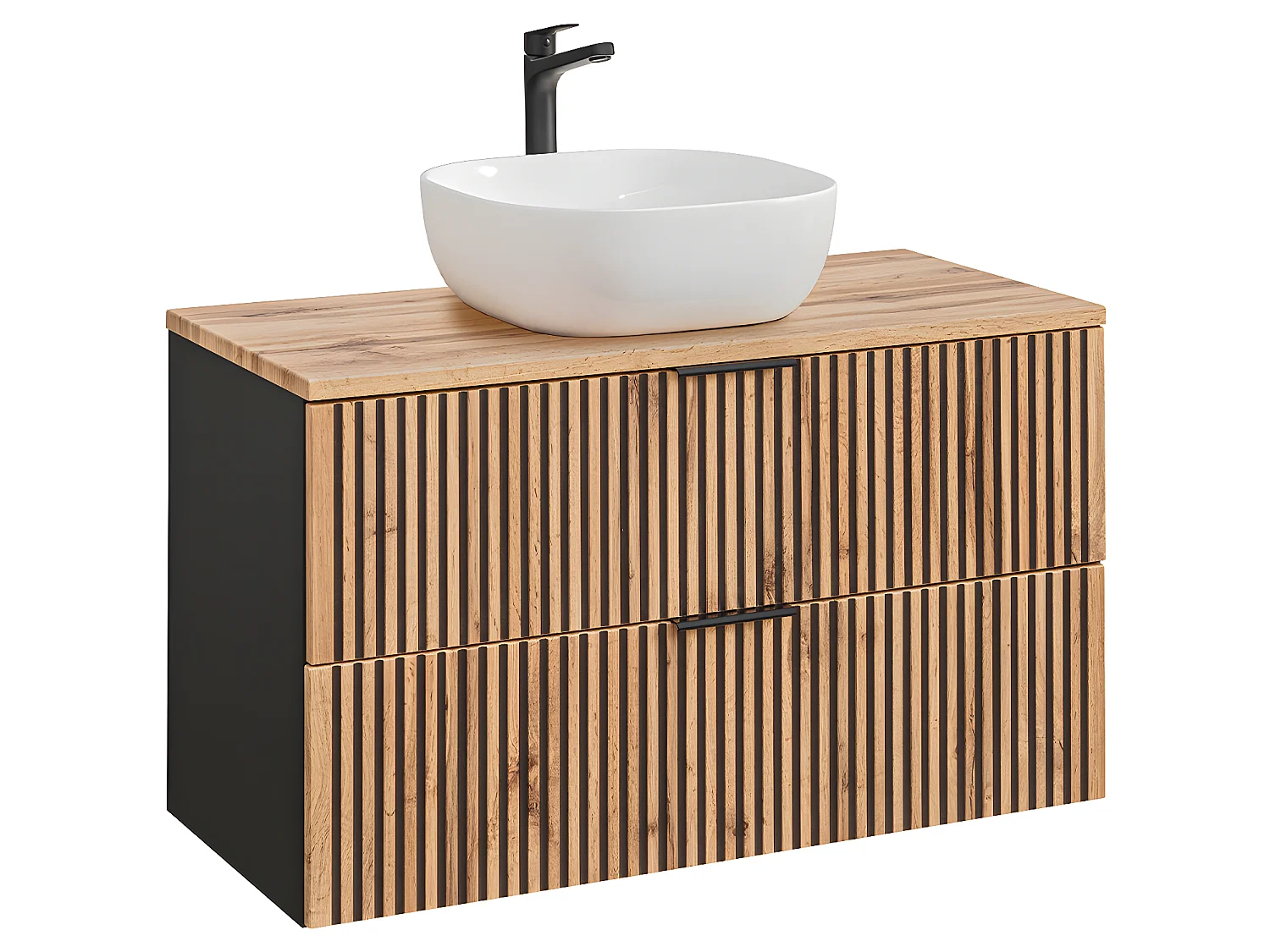Meuble simple vasque 100cm Gaia Bois et Noir