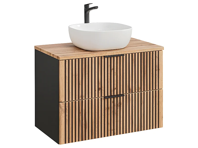 Gaia Wood en Zwart enkele wastafel 80cm