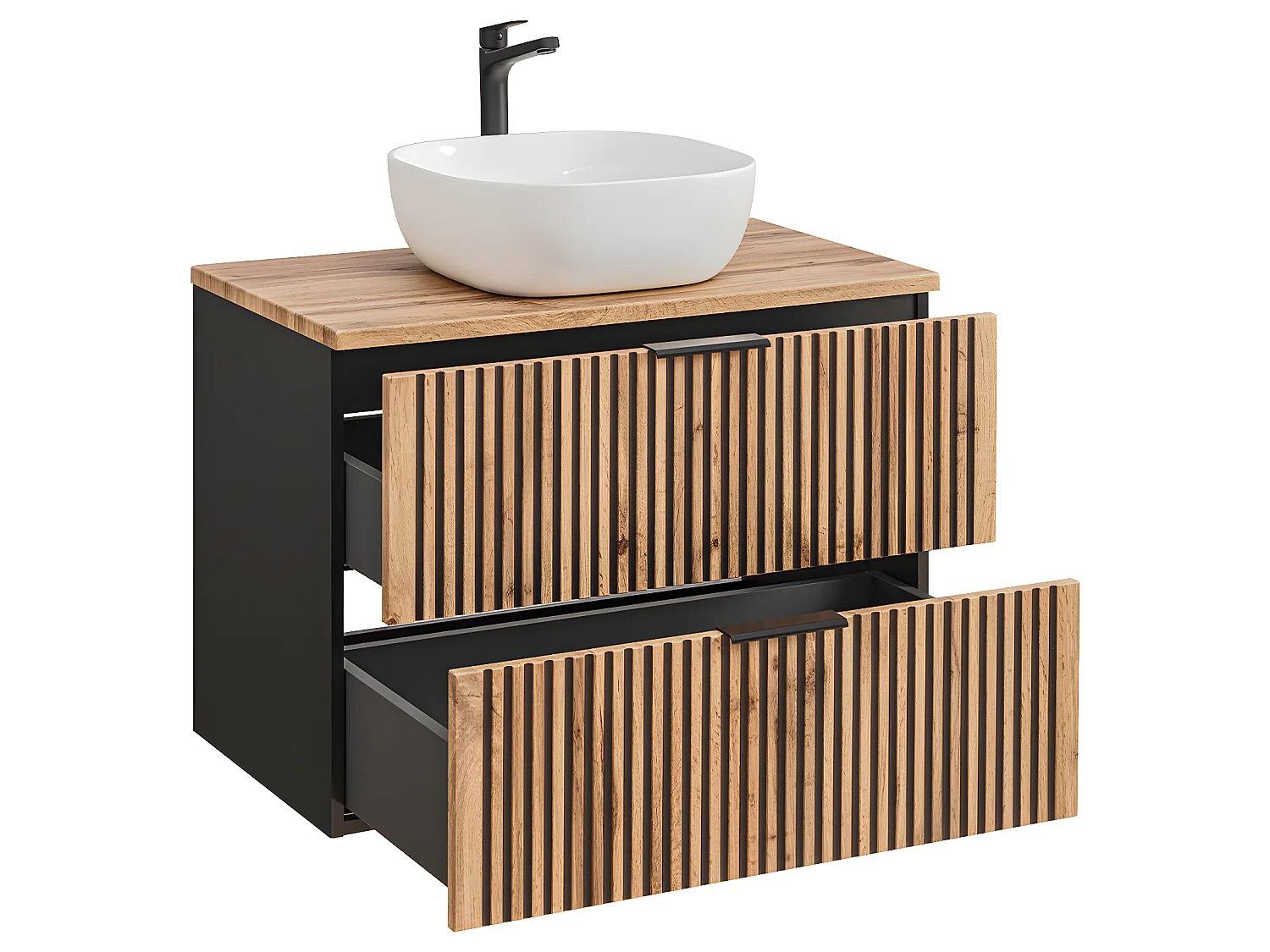 Meuble simple vasque 80cm Gaia Bois et Noir