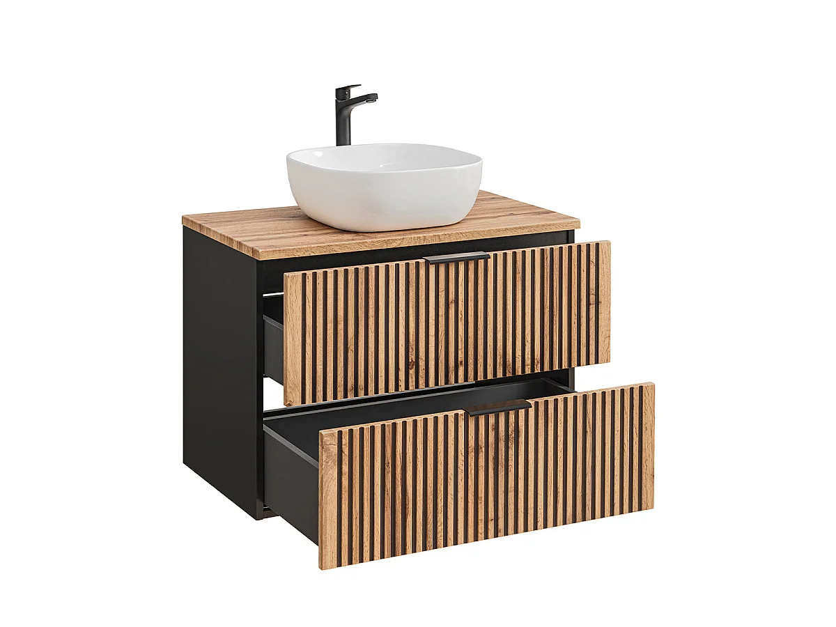 Meuble simple vasque 80cm Gaia Bois et Noir