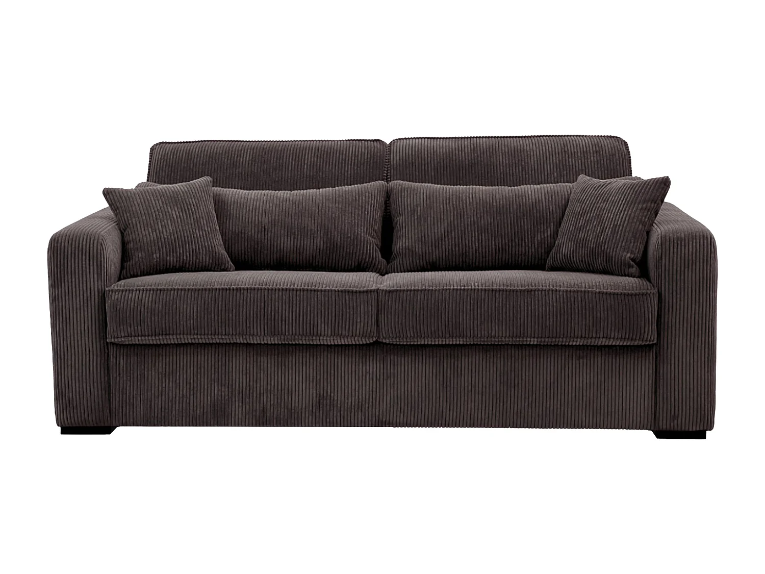 Canapé 3 places convertible express en velours côtelé marron - Couchage 140 cm - Matelas 14 cm -  MONDOVI