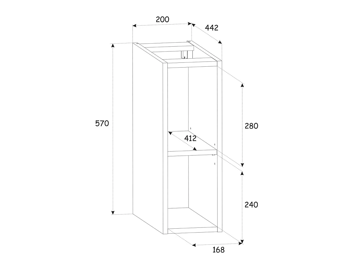 Mobiletto Gaia legno e nero 140cm 2 nicchie