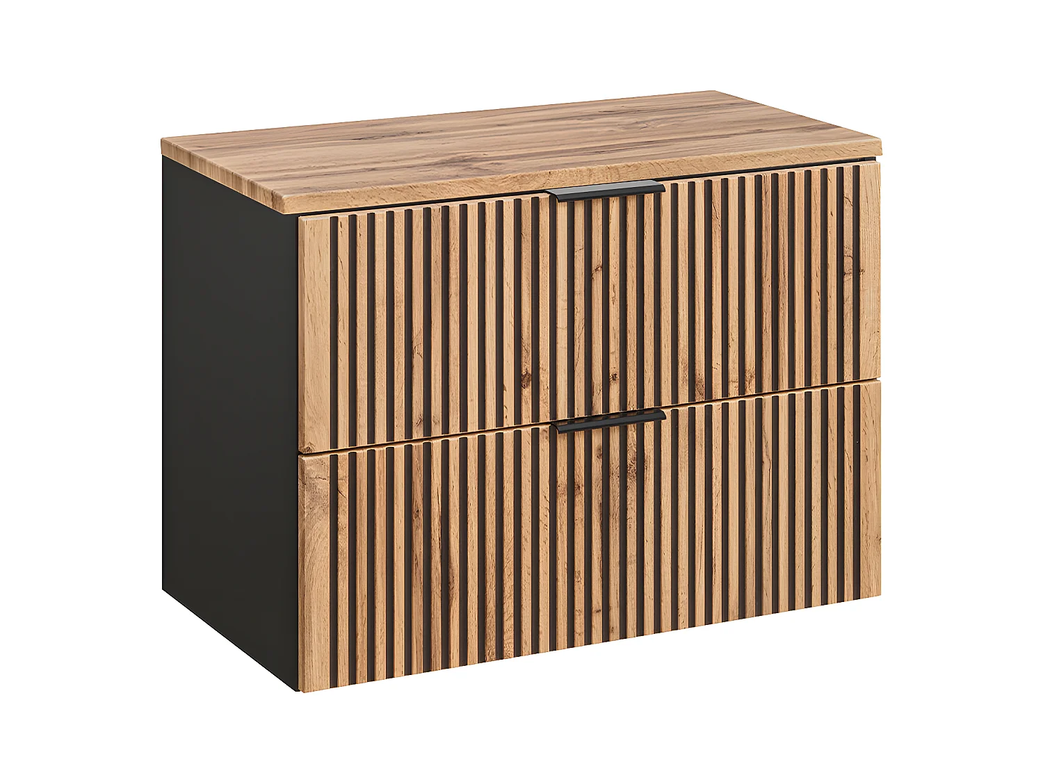Meuble sous-vasque 80cm plan de toilette Gaia Bois et Noir