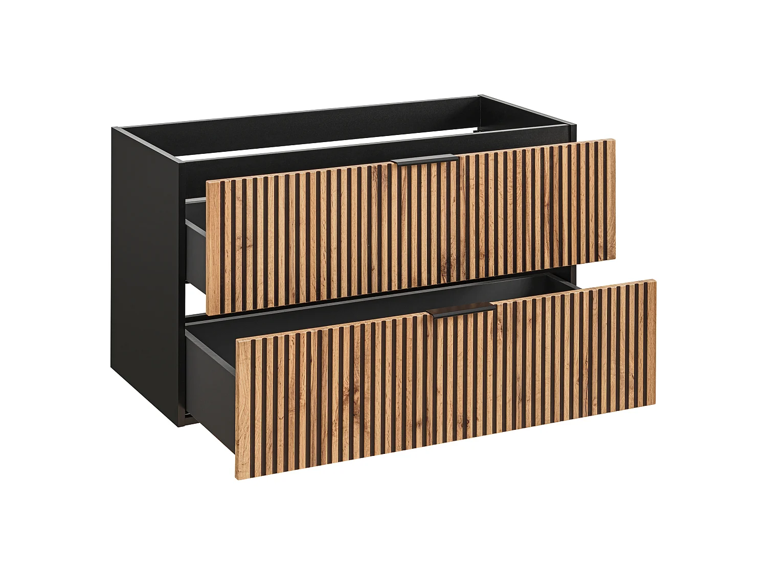 Waschtischunterschrank 100cm Gaia Holz und Schwarz