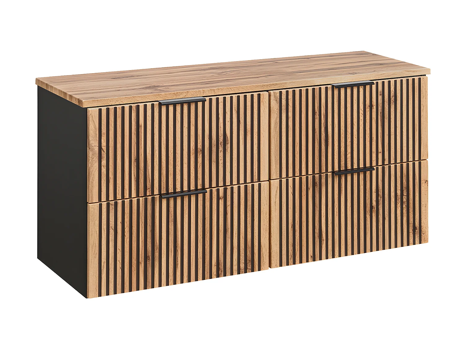 Meuble sous-vasque 120cm plan de toilette Gaia Bois et Noir