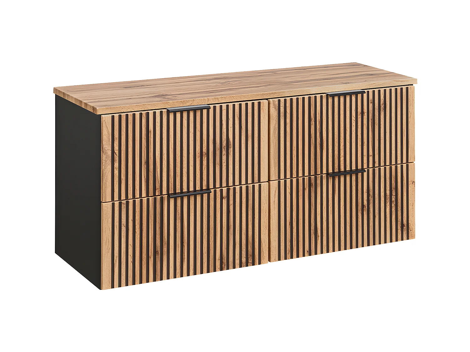 Meuble sous-vasque 120cm plan de toilette Gaia Bois et Noir