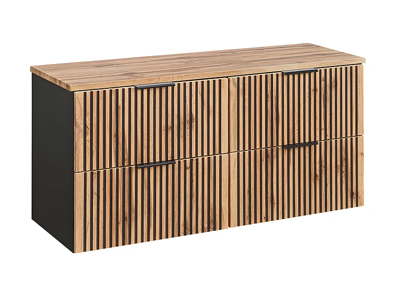 Meuble sous-vasque 120cm plan de toilette Gaia Bois et Noir