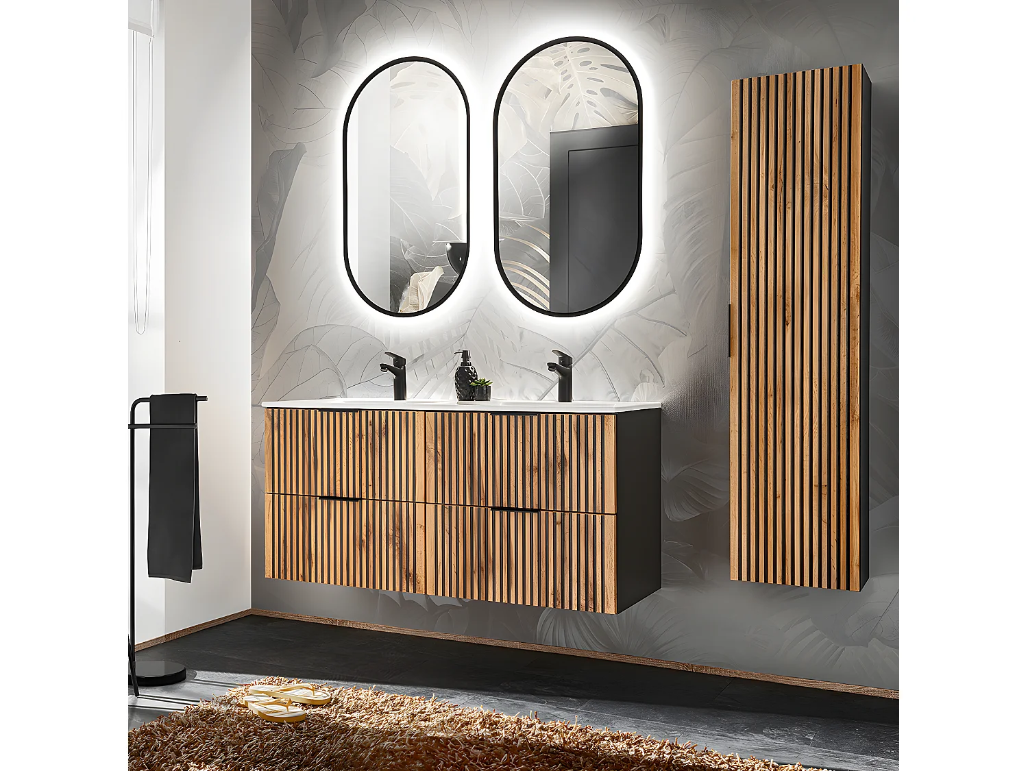 Mobile bagno senza lavabo Gaia marrone e nero 120cm