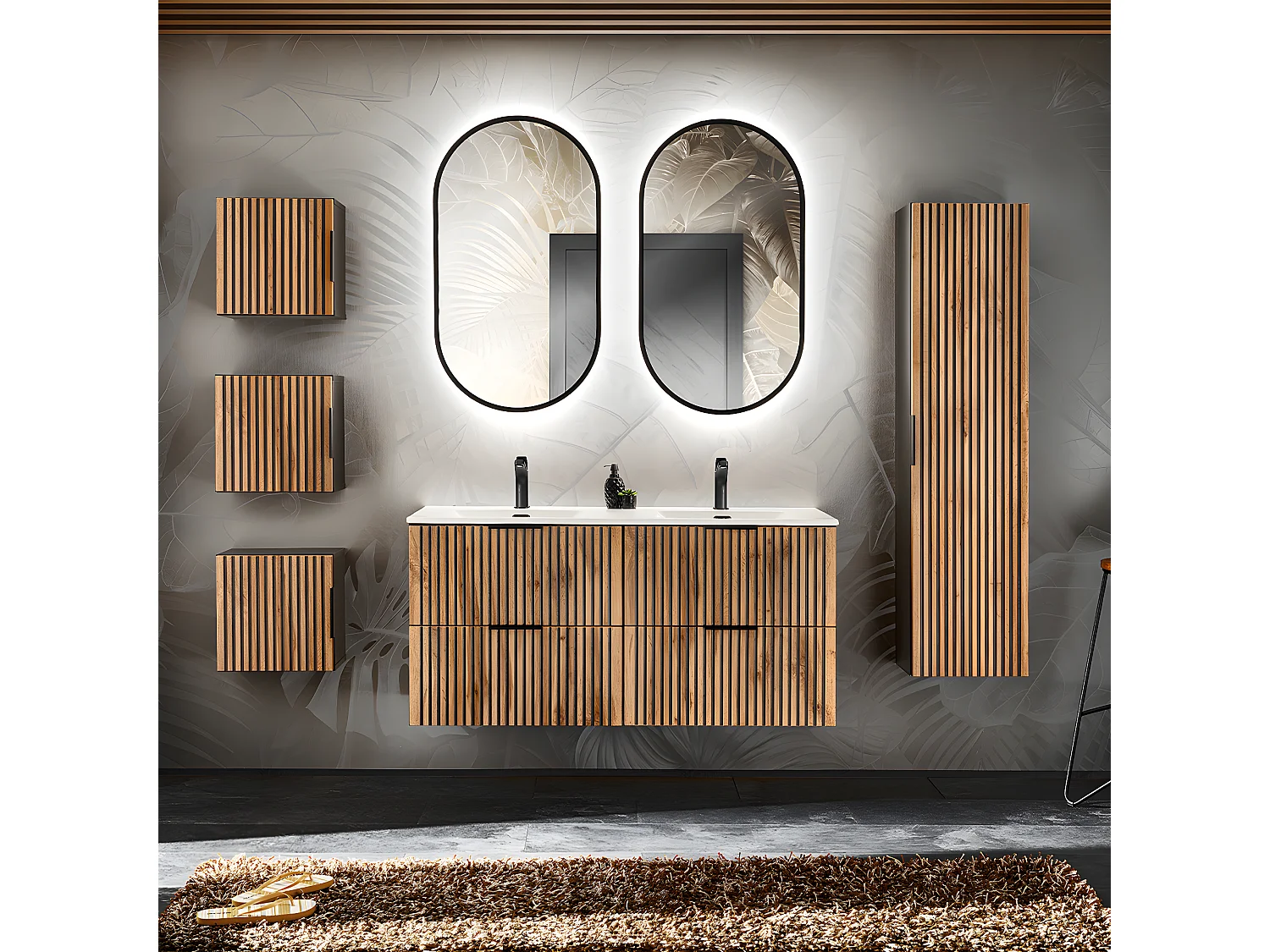 Gaia 120cm hout en zwart badmeubel