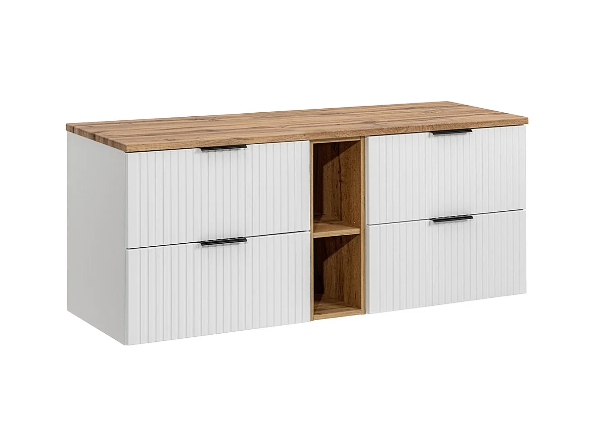 Meuble sous-vasque 140cm 2 niches Adriel Blanc