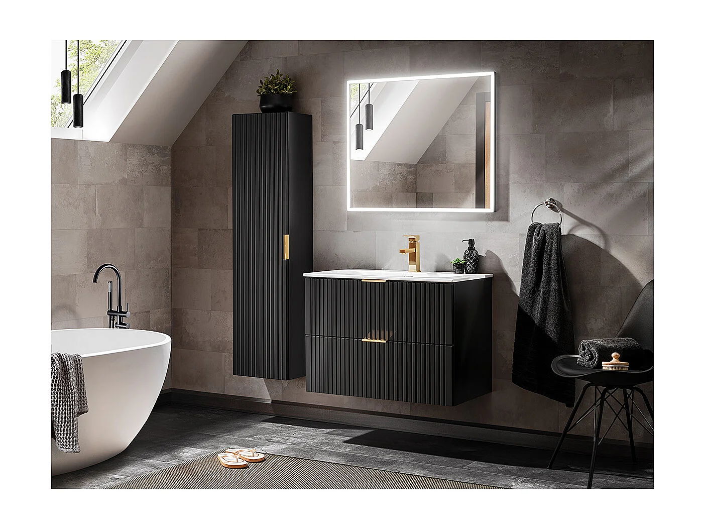 Meuble sous-vasque 80cm Adriel Noir
