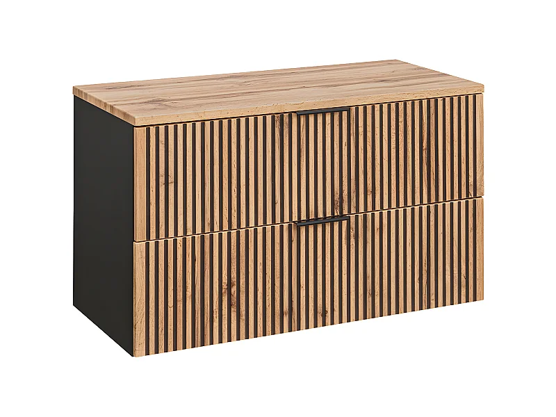 Meuble sous-vasque 100cm plan de toilette Gaia Bois et Noir
