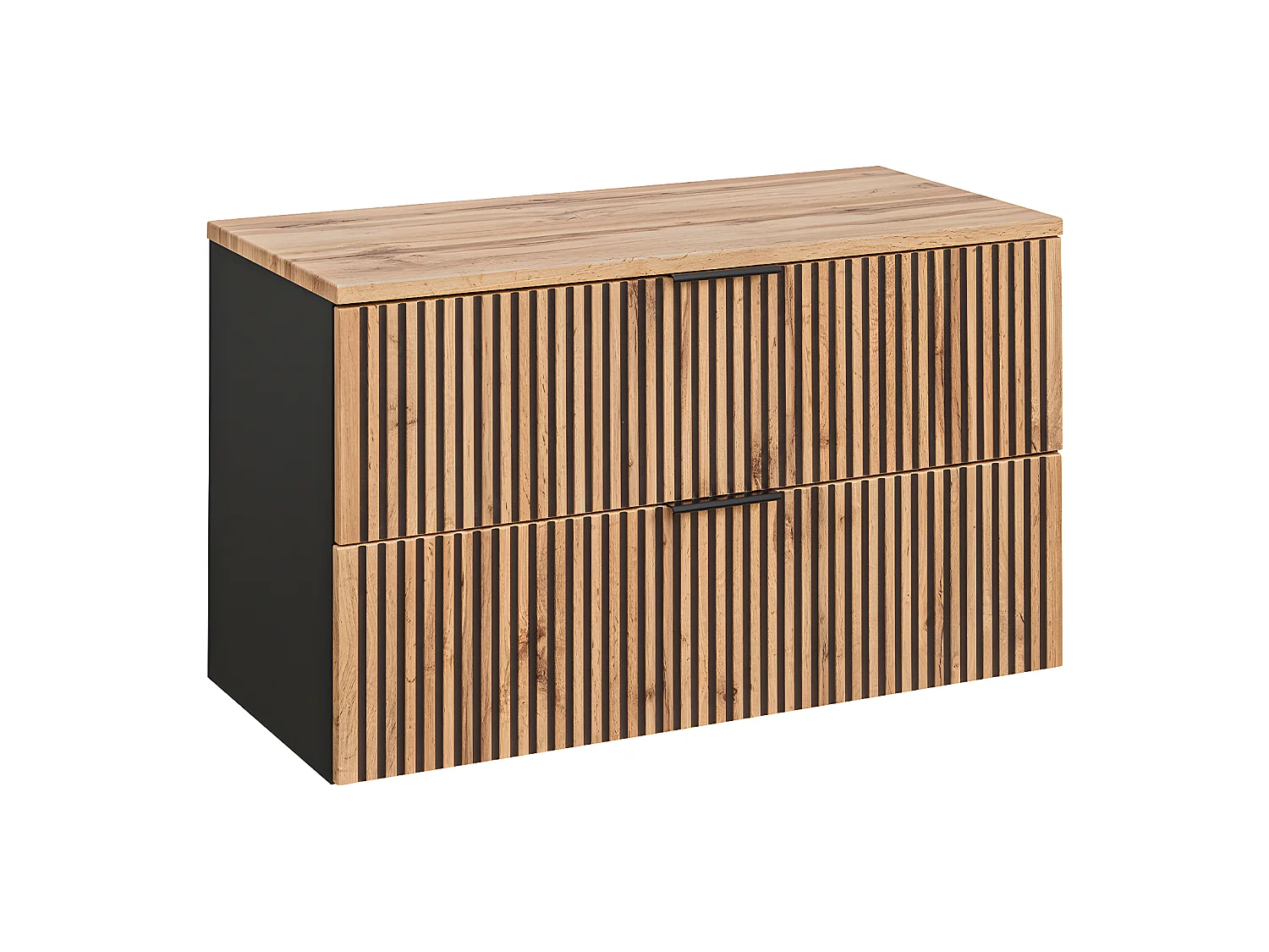 Meuble sous-vasque 100cm plan de toilette Gaia Bois et Noir