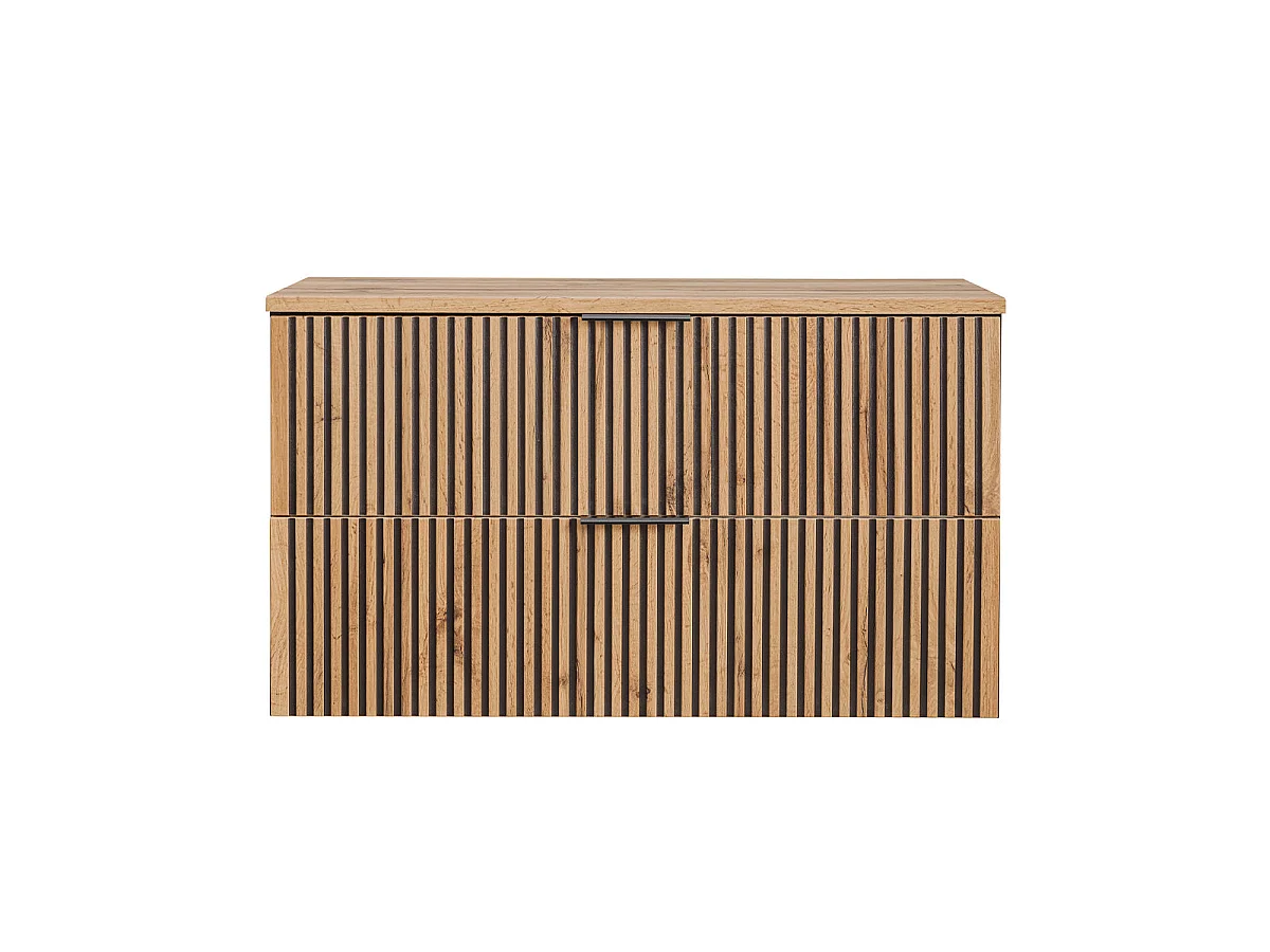 Gaia 100cm vanity unit in wood and black