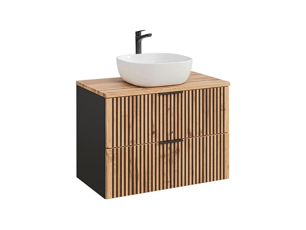Meuble sous-vasque 80cm Gaia Bois et Noir