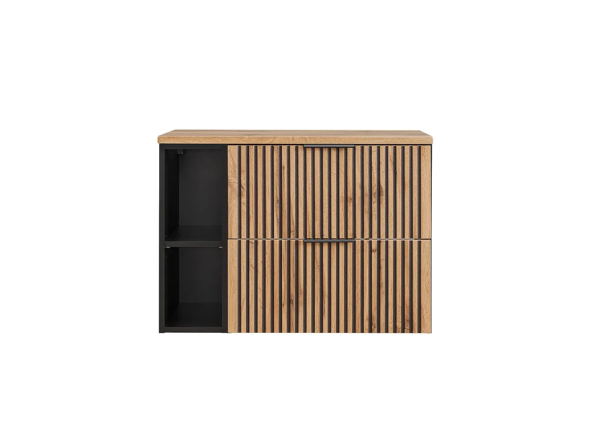 Gaia Wood and Black 2-niche 80cm vanity unit