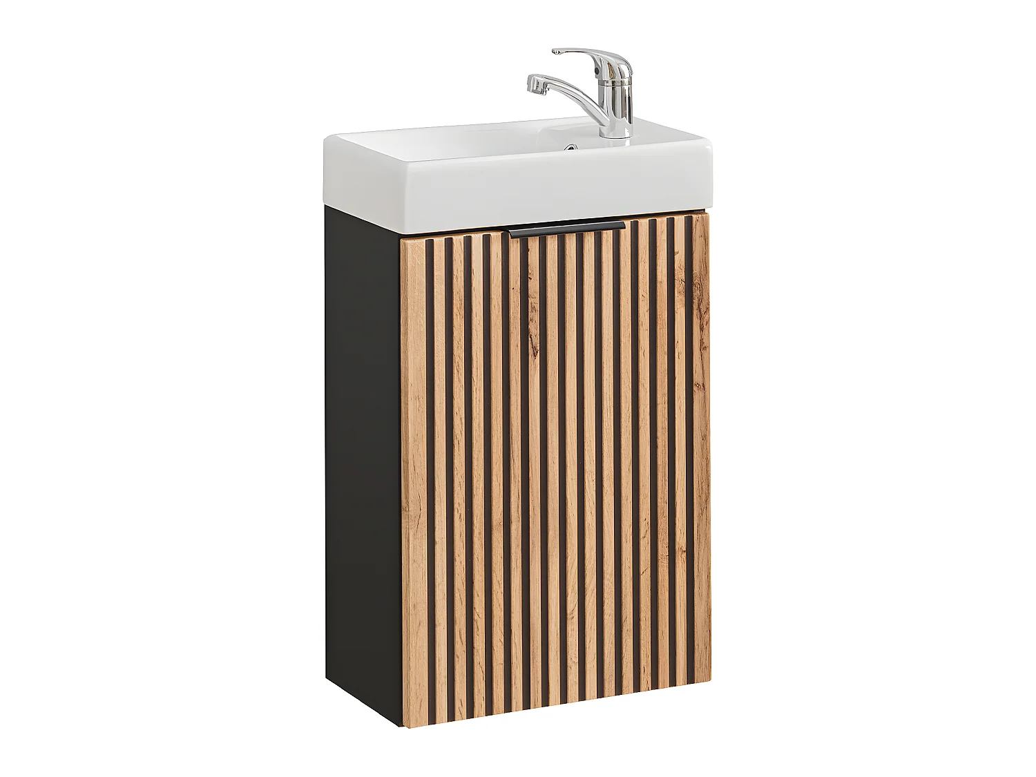 Gaia 40cm 1-deurs wastafelmeubel in hout en zwart