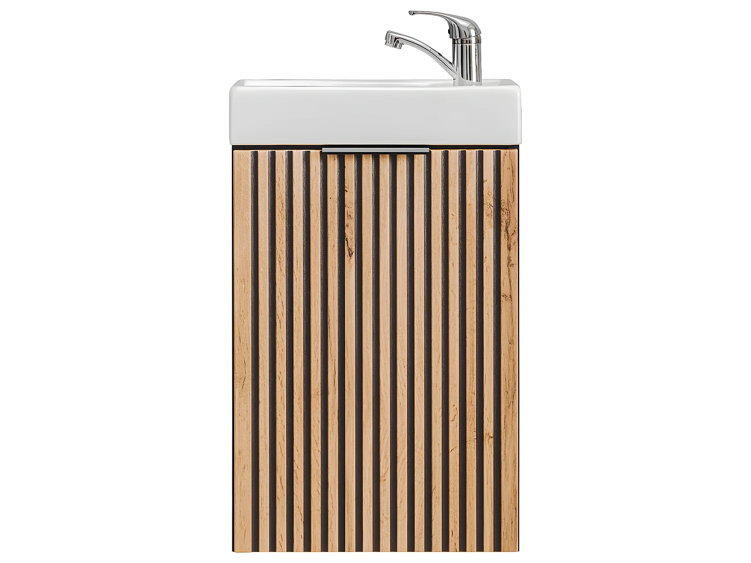 Móvel com lavatório 1 porta Gaia madeira com aspeto de carvalho e preto