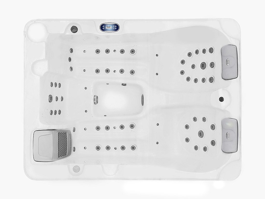 Whirlpool 3 Plätze - Perlweiß - 65 Düsen - 210 x 158 x 73 cm - System BALBOA - FIDJI VI