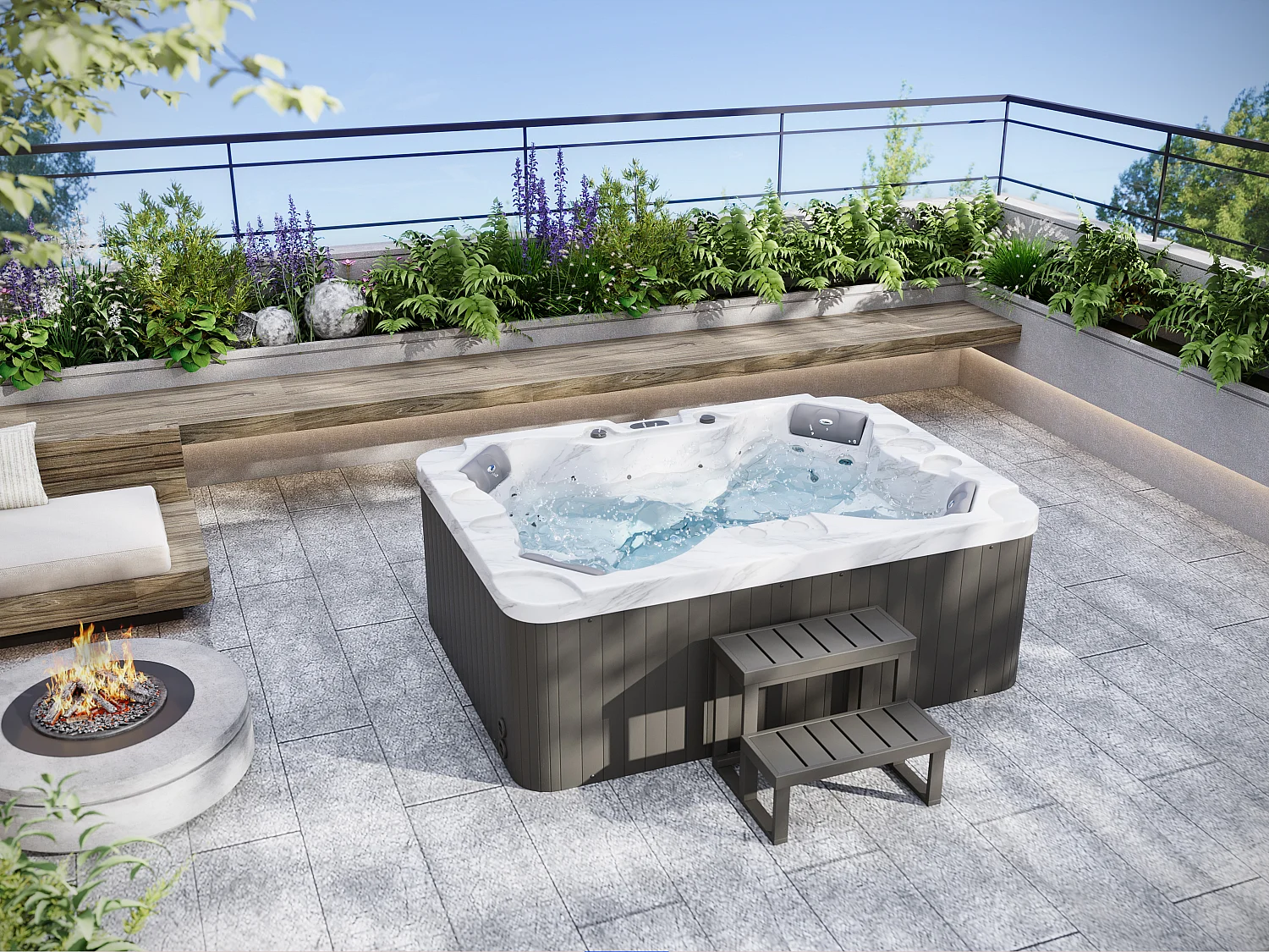 Spa 4 personen LULA II wit - 16 jets - L 210 x B 152 x H 76 cm