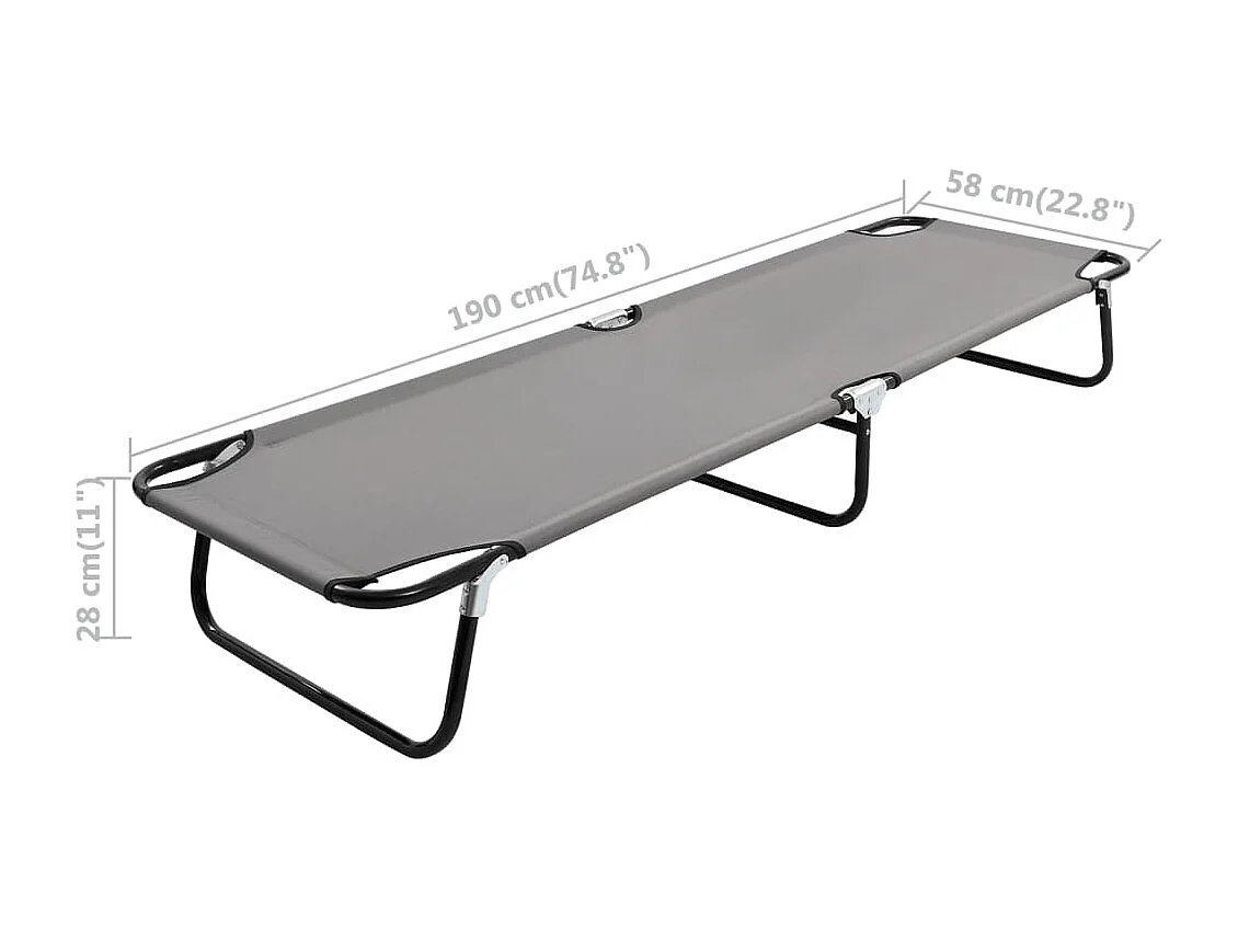 Lettino da campeggio pieghevole arredo da esterno 190 cm pieghevole grigio acciaio 02_0012876