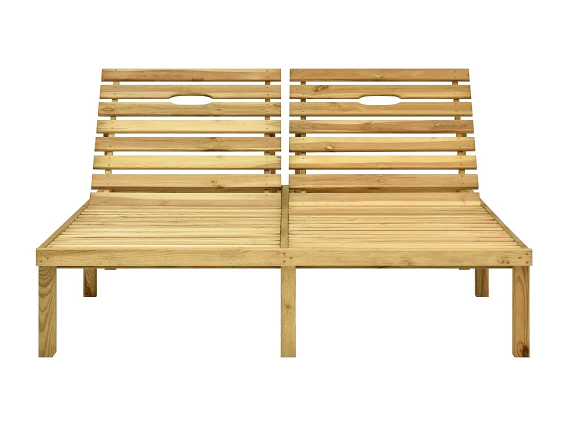 Espreguiçadeira espreguiçadeira para banhos de sol cama de jardim terraço mobiliário duplo de exterior e almofadas verdes madeira de pinho impregnada 02_0012761