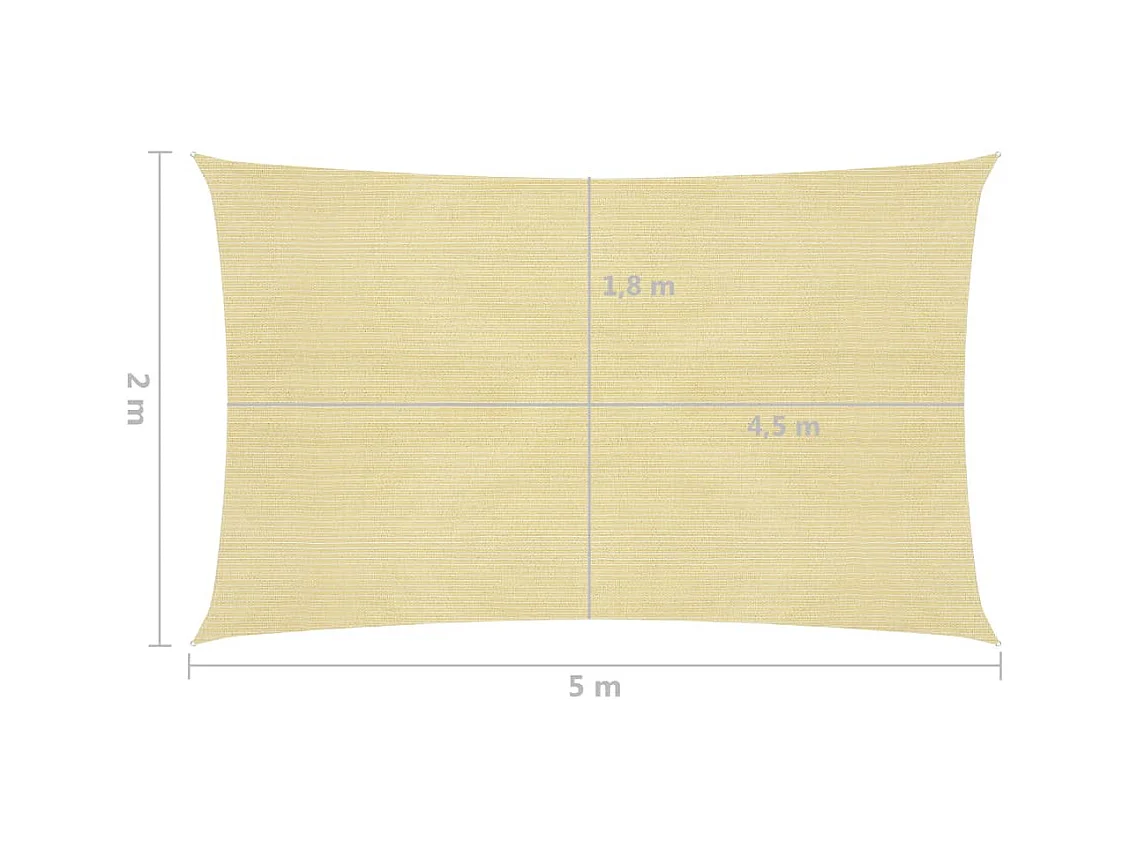 Voile toile d'ombrage parasol beige 500 x 200 x 200 cm 02_0008962