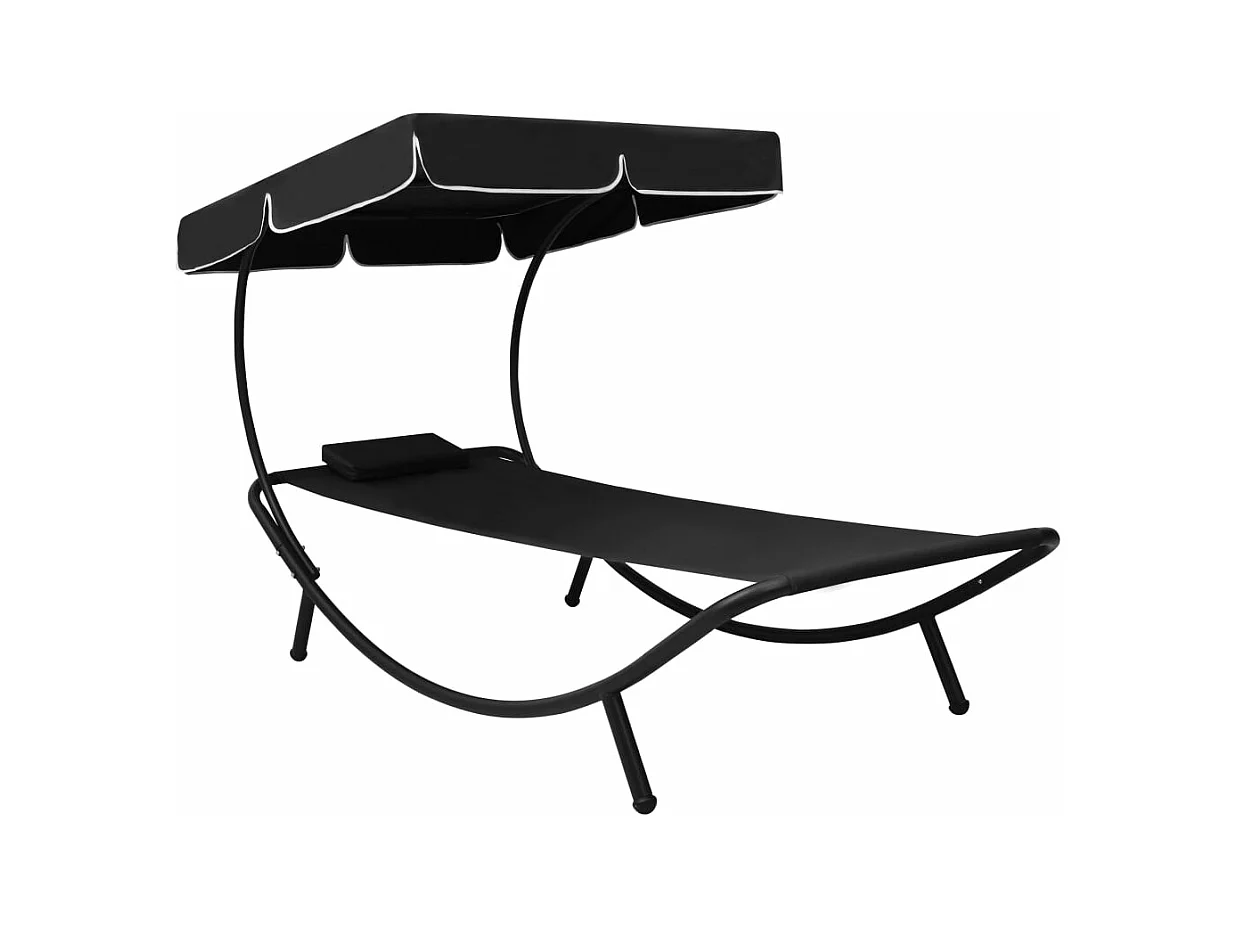 Lit de repos transat noire 200 x 90 x 112 cm 02_0012008