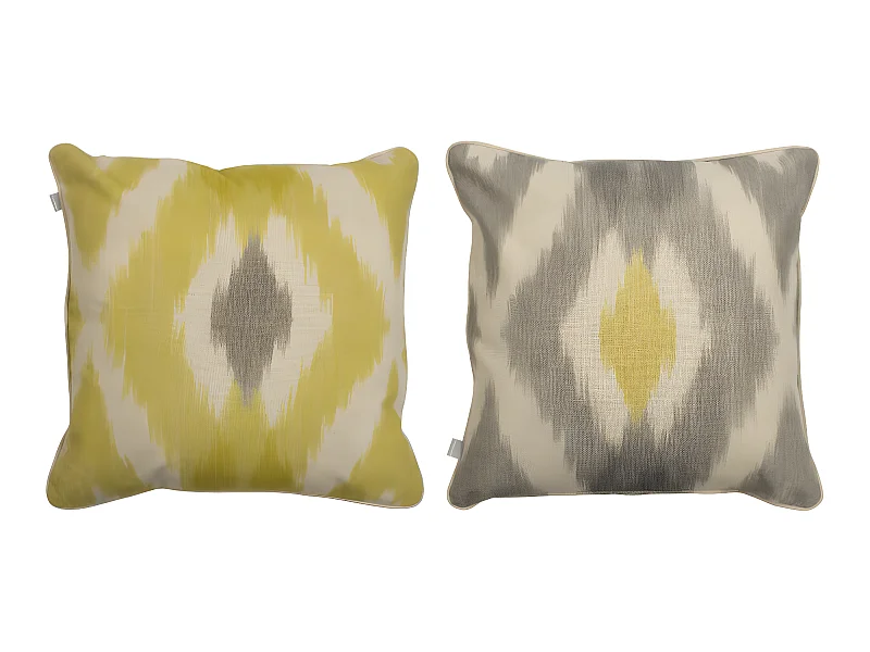 Lot de 2 housses de coussin Naf Naf FORMENTERA 50x50 cm jaune-gris