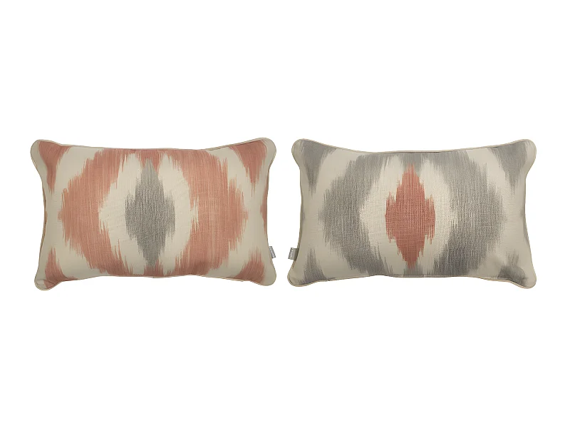 Lot de 2 housses de coussin Naf Naf FORMENTERA 30x50 cm corail-gris