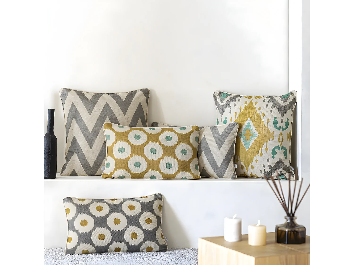 Lot de 2 housses de coussin Naf Naf MEENA 50x50 cm gris