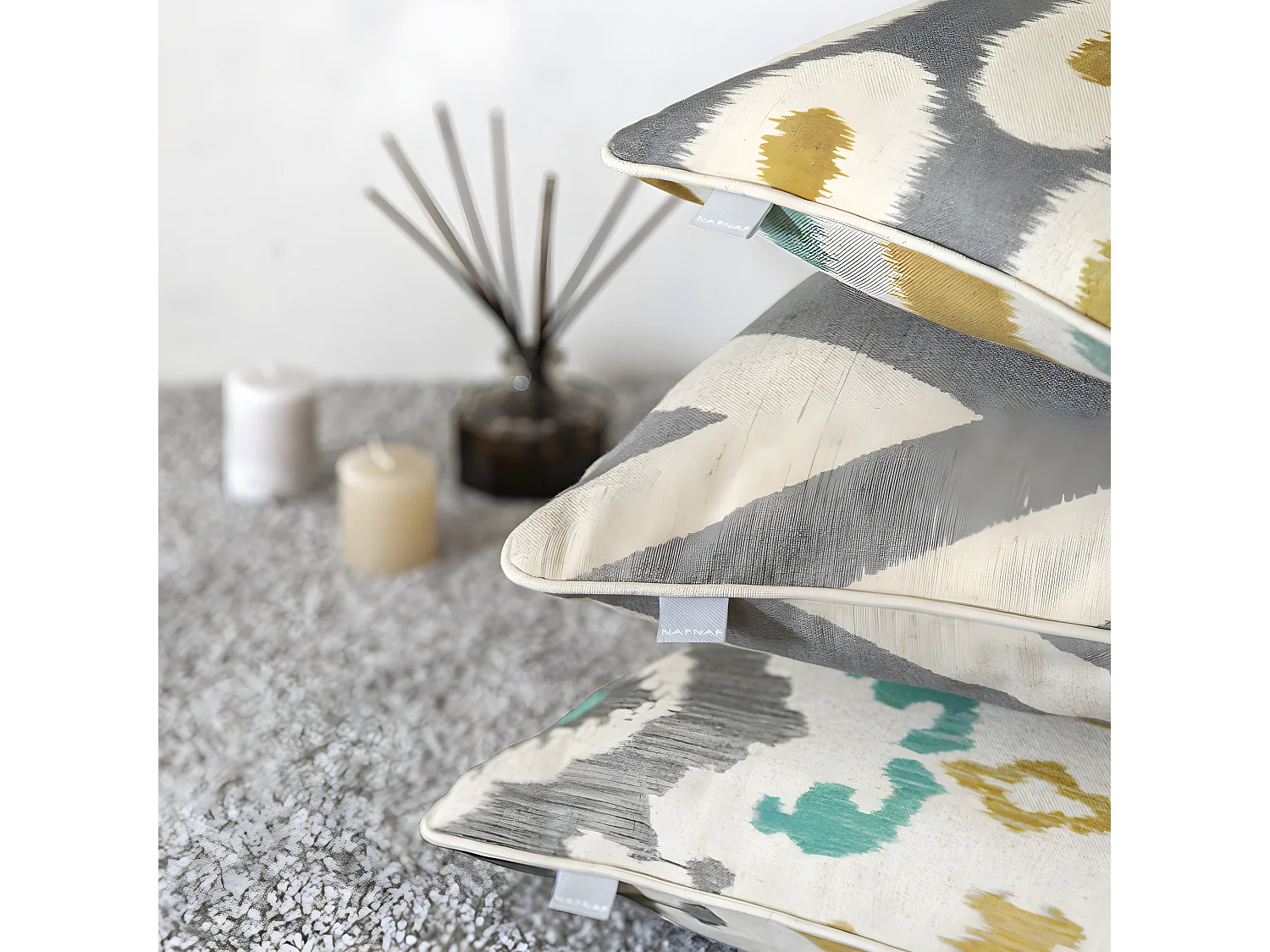 Lot de 2 housses de coussin Naf Naf MEENA 50x50 cm gris