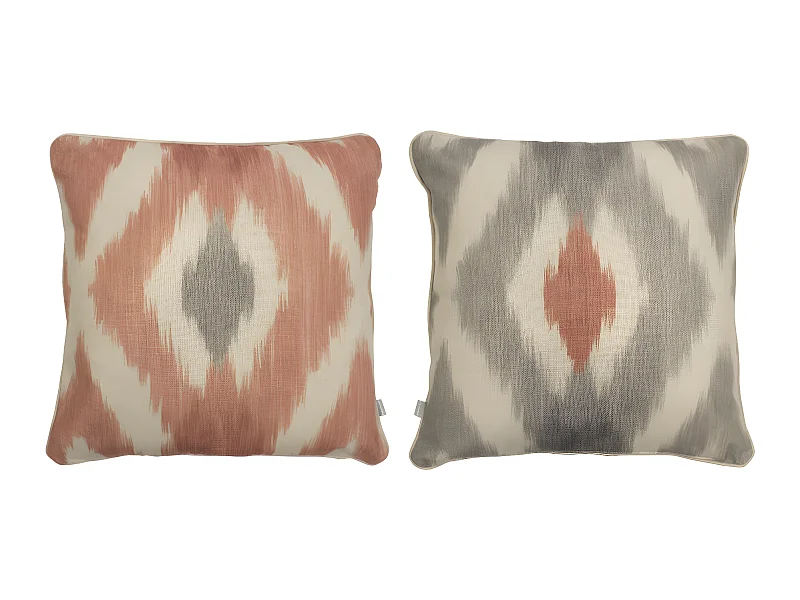 Lot de 2 housses de coussin Naf Naf FORMENTERA 50x50 cm corail-gris