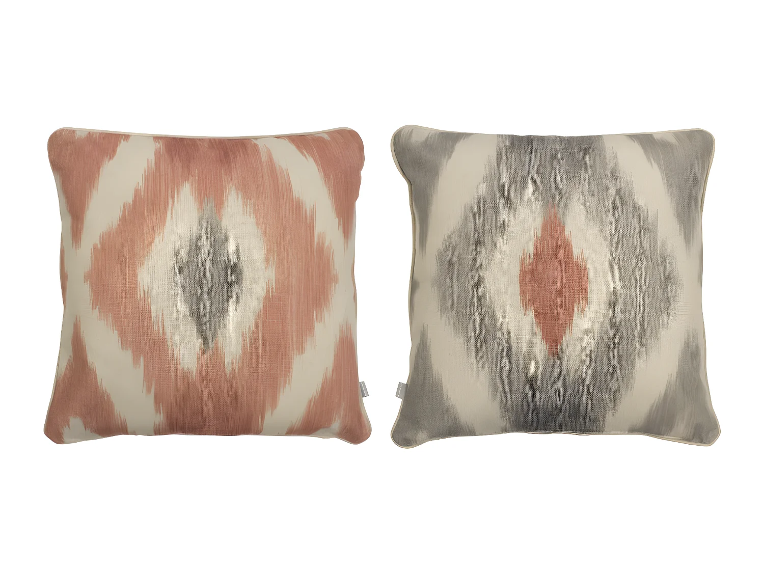 Lot de 2 housses de coussin Naf Naf FORMENTERA 50x50 cm corail-gris