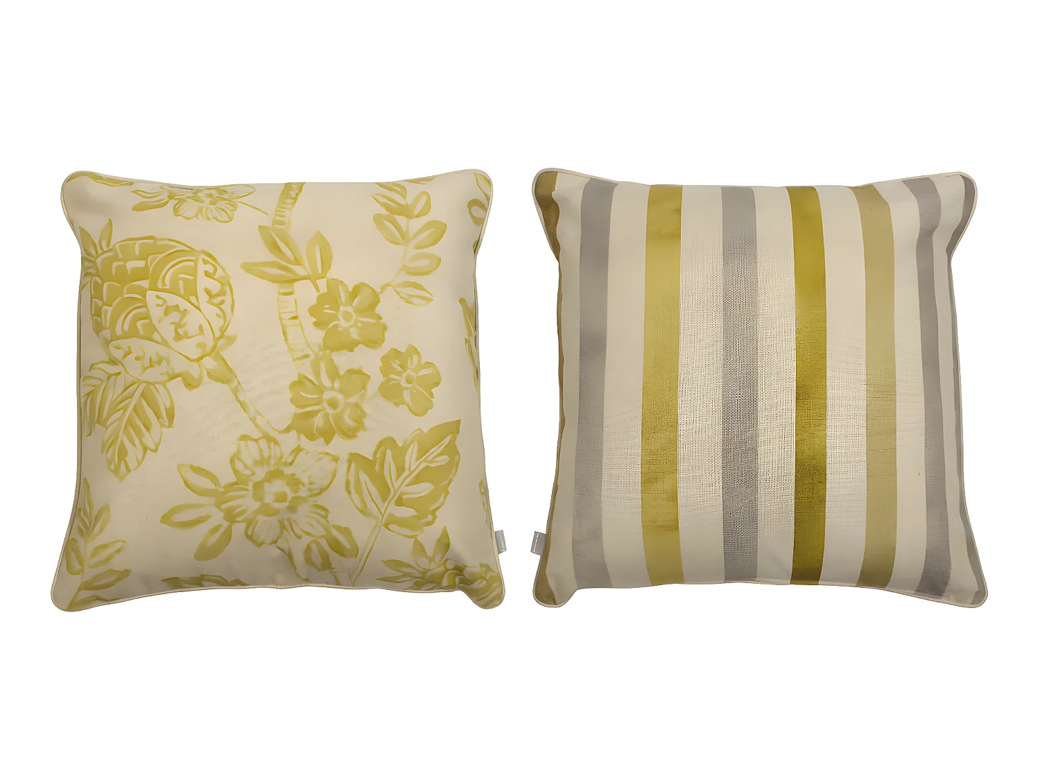 Lot de 2 housses de coussin Naf Naf BARCELONA 50x50 cm jaune-gris